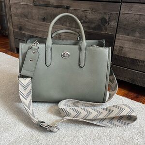 Rae Dunn Structured Satchel with Chevron Strap